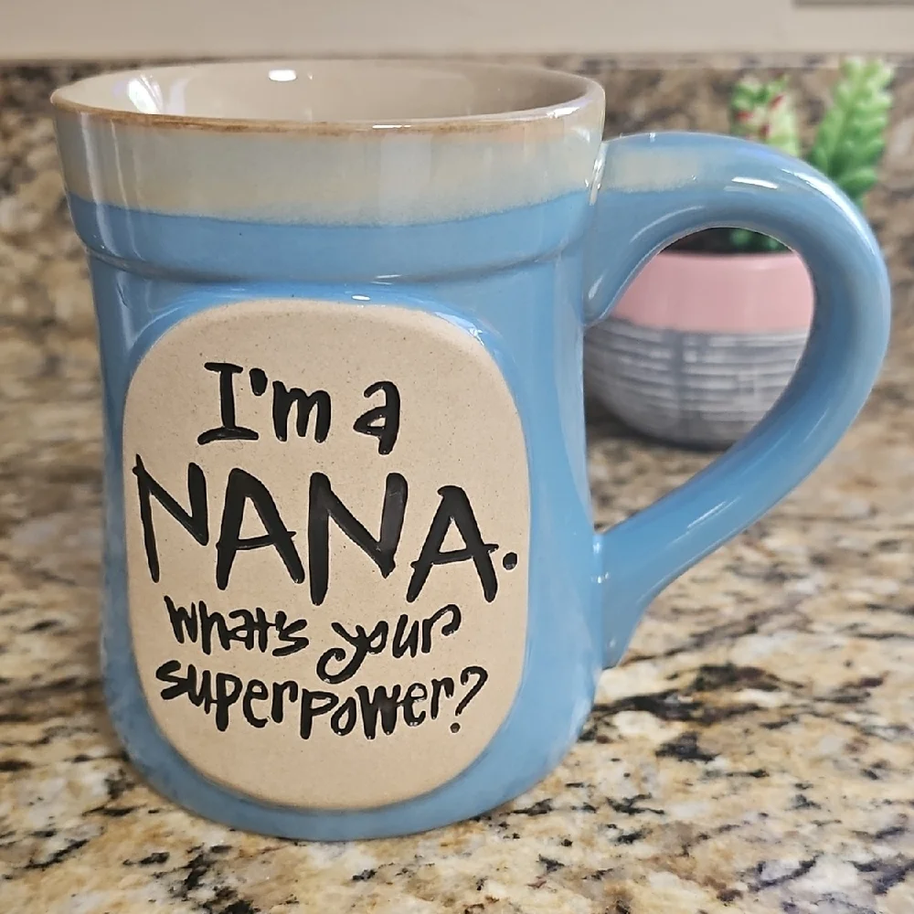 Blue Ceramic Mug 18oz I'm a Nana. What's Your Superpower?